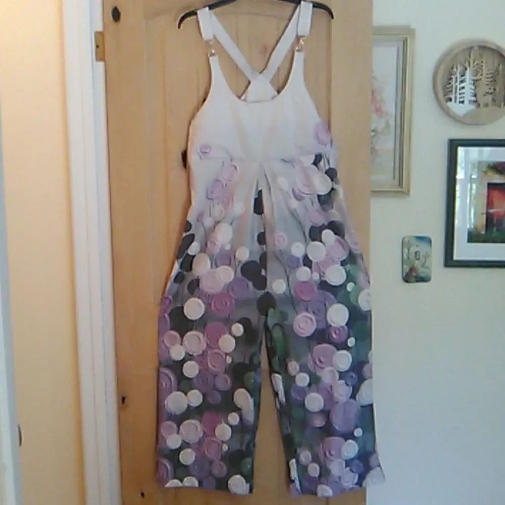 Cotton Jumpsuit in Purple and Gray